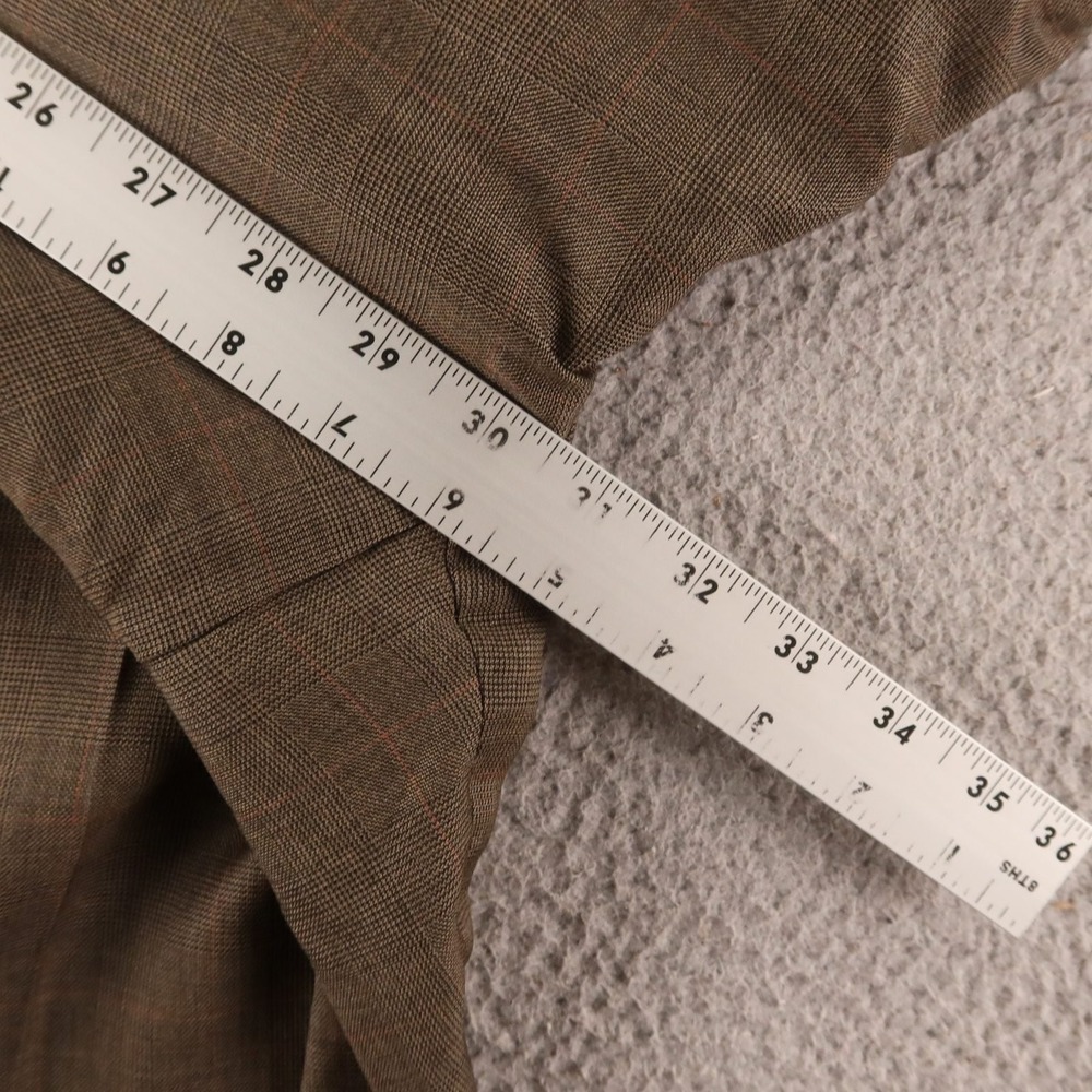 VTG Pants Mens 36x30 Brown Prince of Wales Check 100% Wool Pleated Slacks - Picture 8 of 8